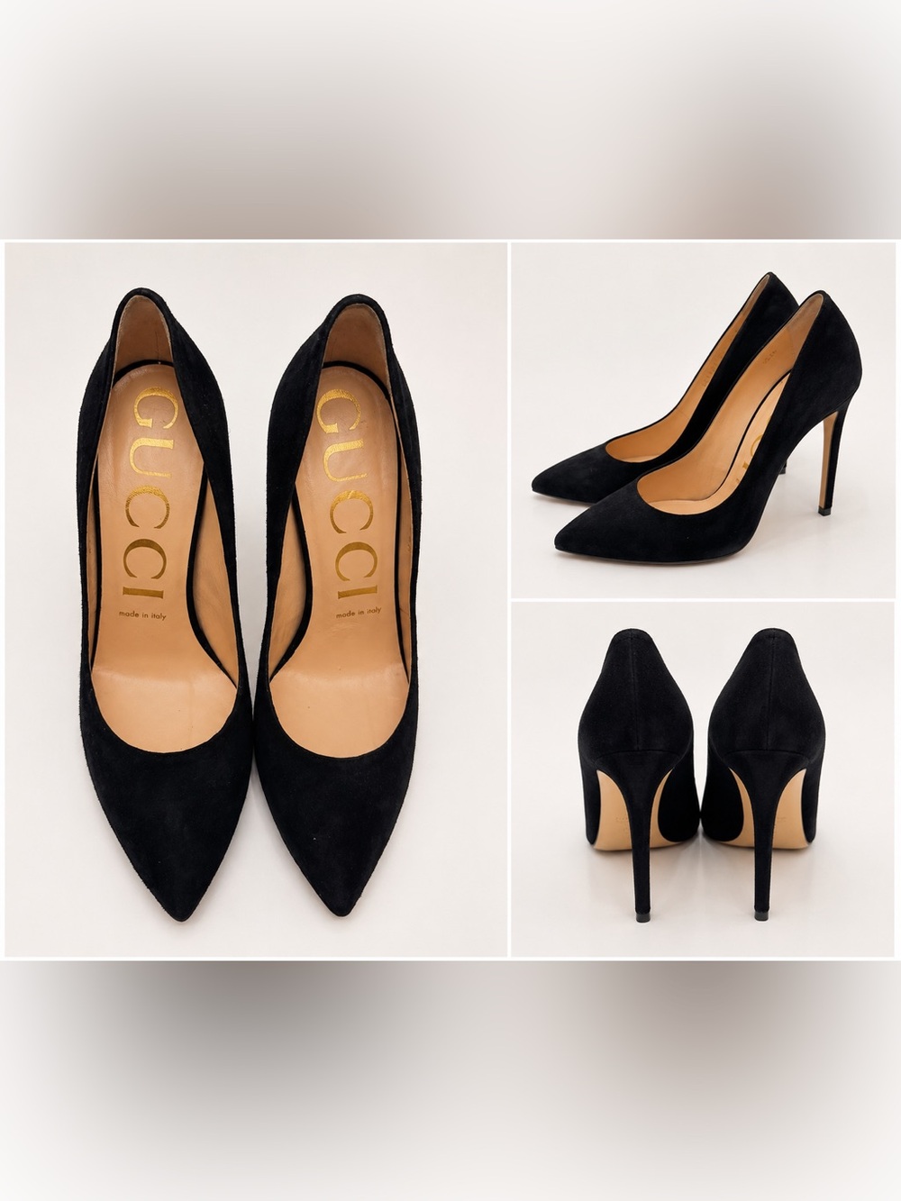 Gucci Black Suede Pointed Toe Stiletto Pumps